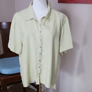 J. Jill Women's Casual Light Green Button Down Shirt